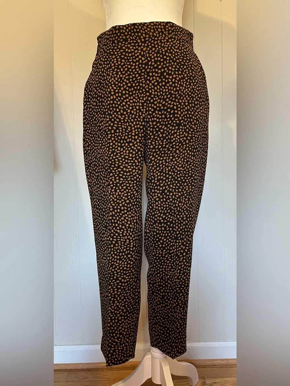 J. Crew Black Pants with Mustard Dot Print